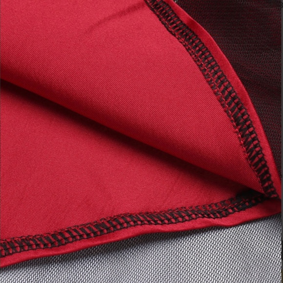 Retro Stage Goth Red & Black Net dress S/M - Picture 5 of 6